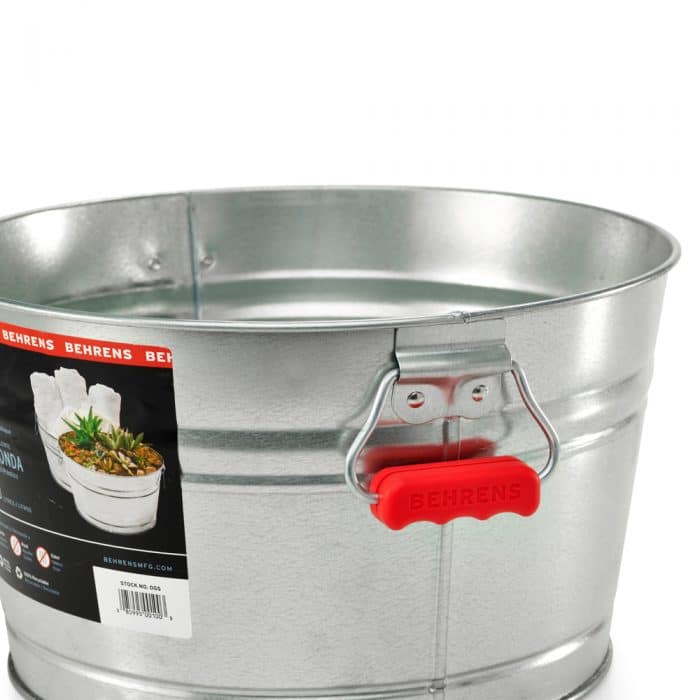 galvanized steel tub with red comfort grip handles