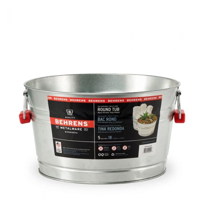 galvanized steel tub with red comfort grip handles