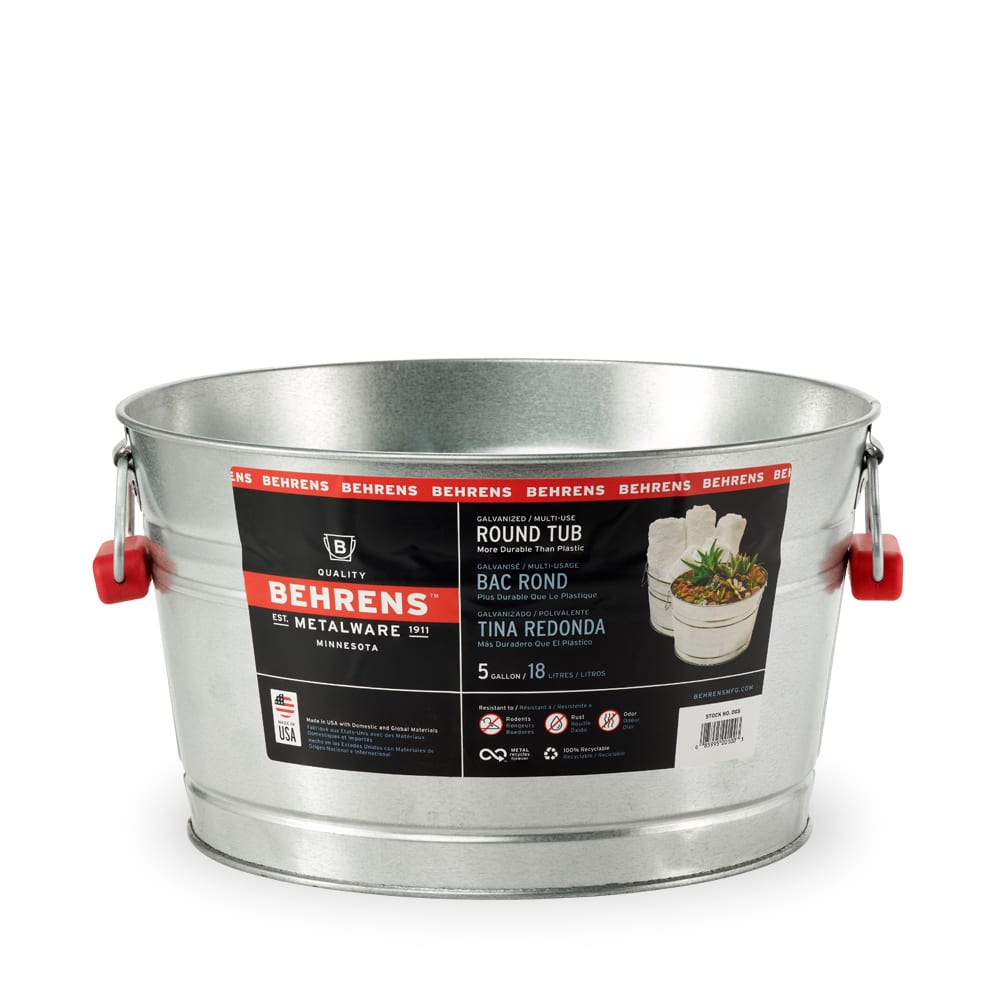 5 Gallon Round Galvanized Steel Tub