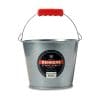 galvanized steel pail with red grip handle