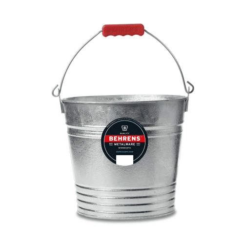 hot dipped metal pail with red comfort grip