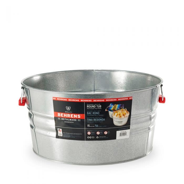 galvanized steel tub with red comfort grip handles