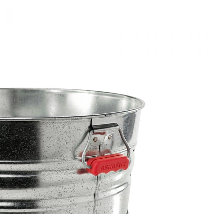 close up of galvanized steel tub with comfort grip handles