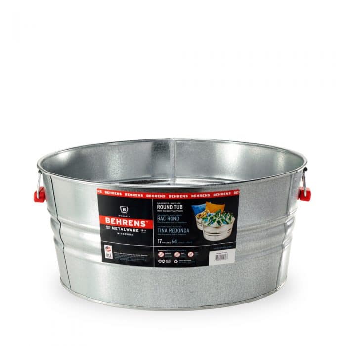 galvanized steel tub with red comfort grip handles