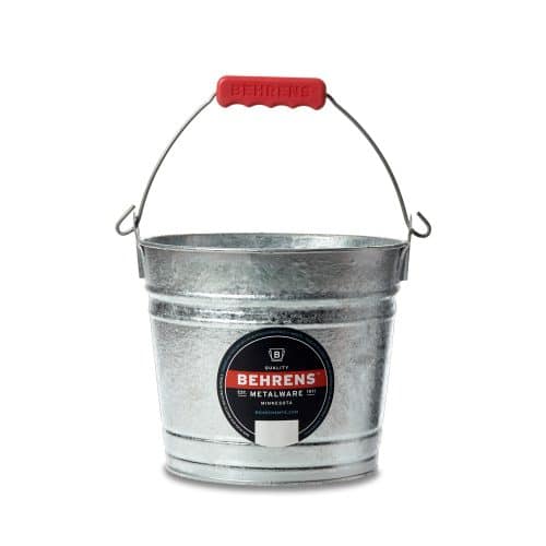 hot dipped galvanized steel pail with red grip handle