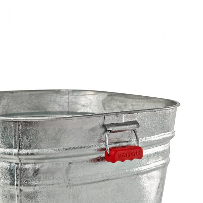 hot dipped square tub with red comfort grip handles