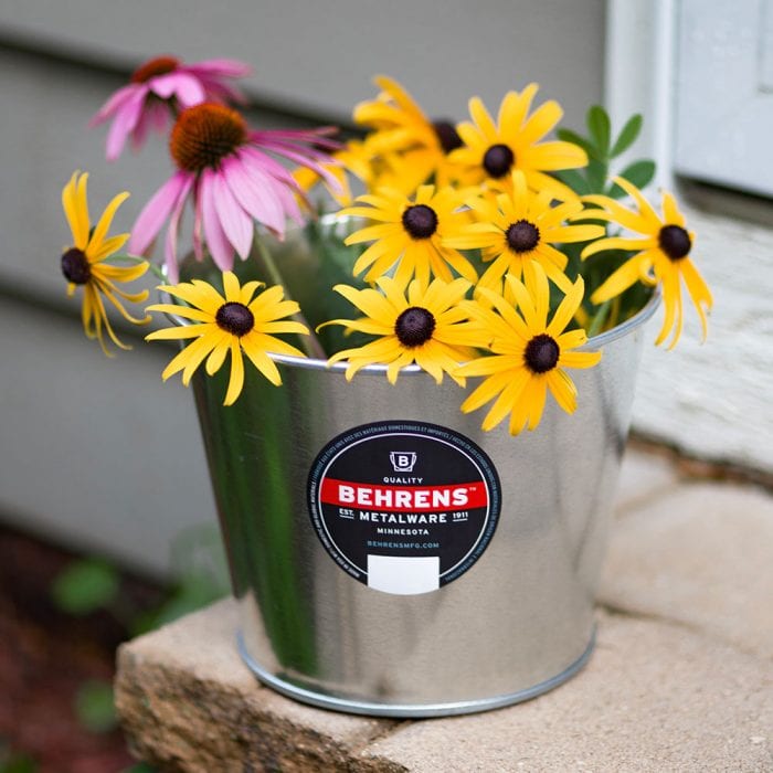 Behrens Metalware Classics Galvanized Steel Pail filled with flowers