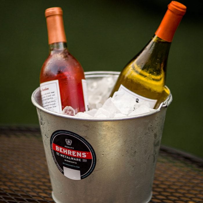 Behrens Metalware Classics Galvanized Steel Pail filled with ice and 2 wine bottles