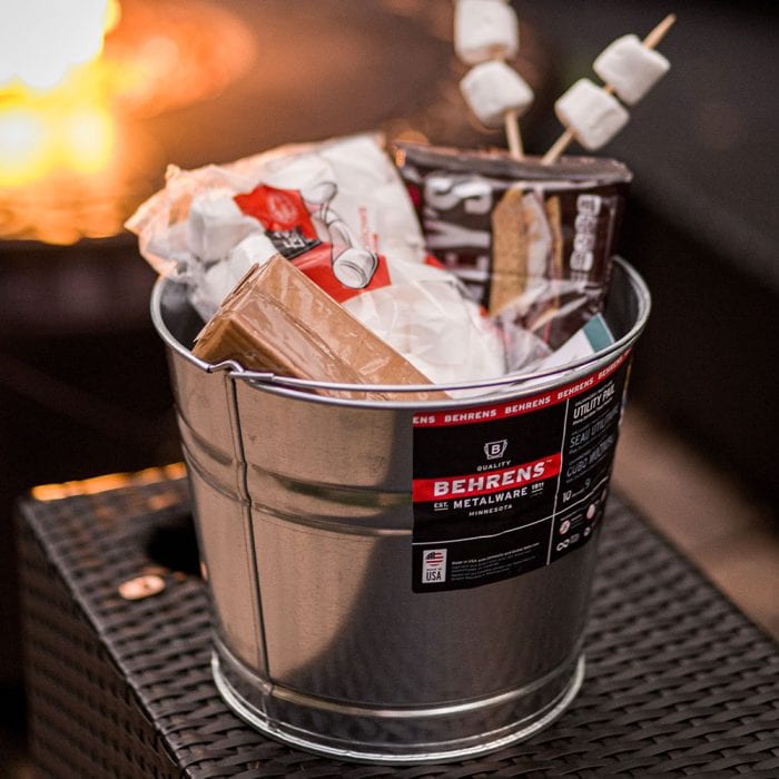 Behrens Metalware Classics Galvanized Steel Pail used for smores supplies by the fire
