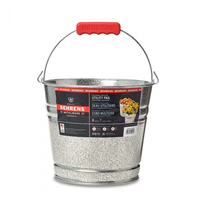 Hot dipped 8 gal pail with red comfort grip