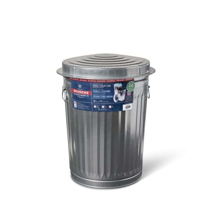 20 Gallon Galvanized Steel Trash Can with Lid