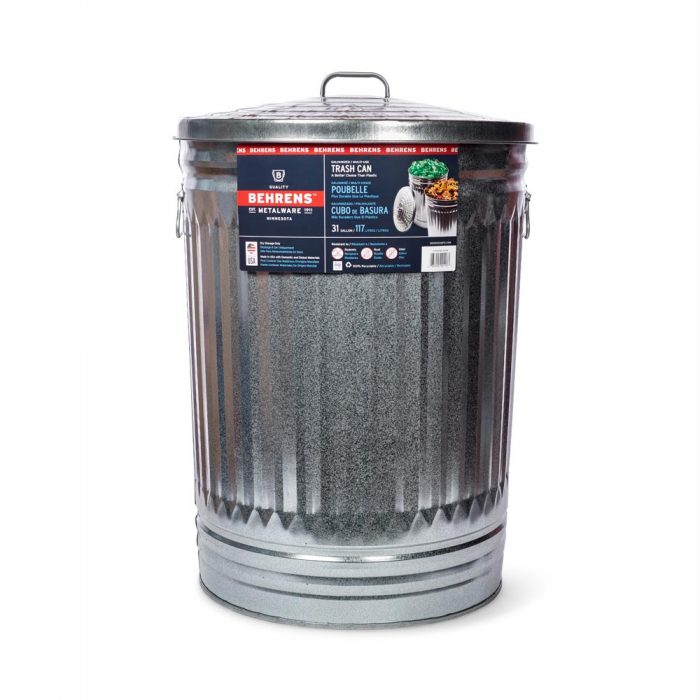 31 Gallon Galvanized Steel Trash Can