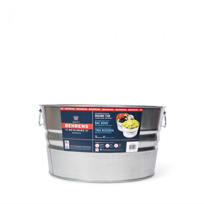 11 Gallon Galvanized Steel Round Tub