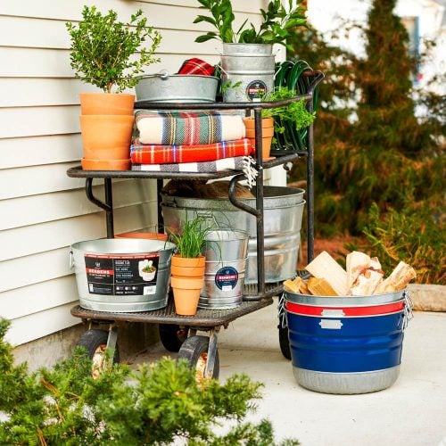 Signature Collection Painted Basket and Metalware Classic Galvanized Steel Tubs