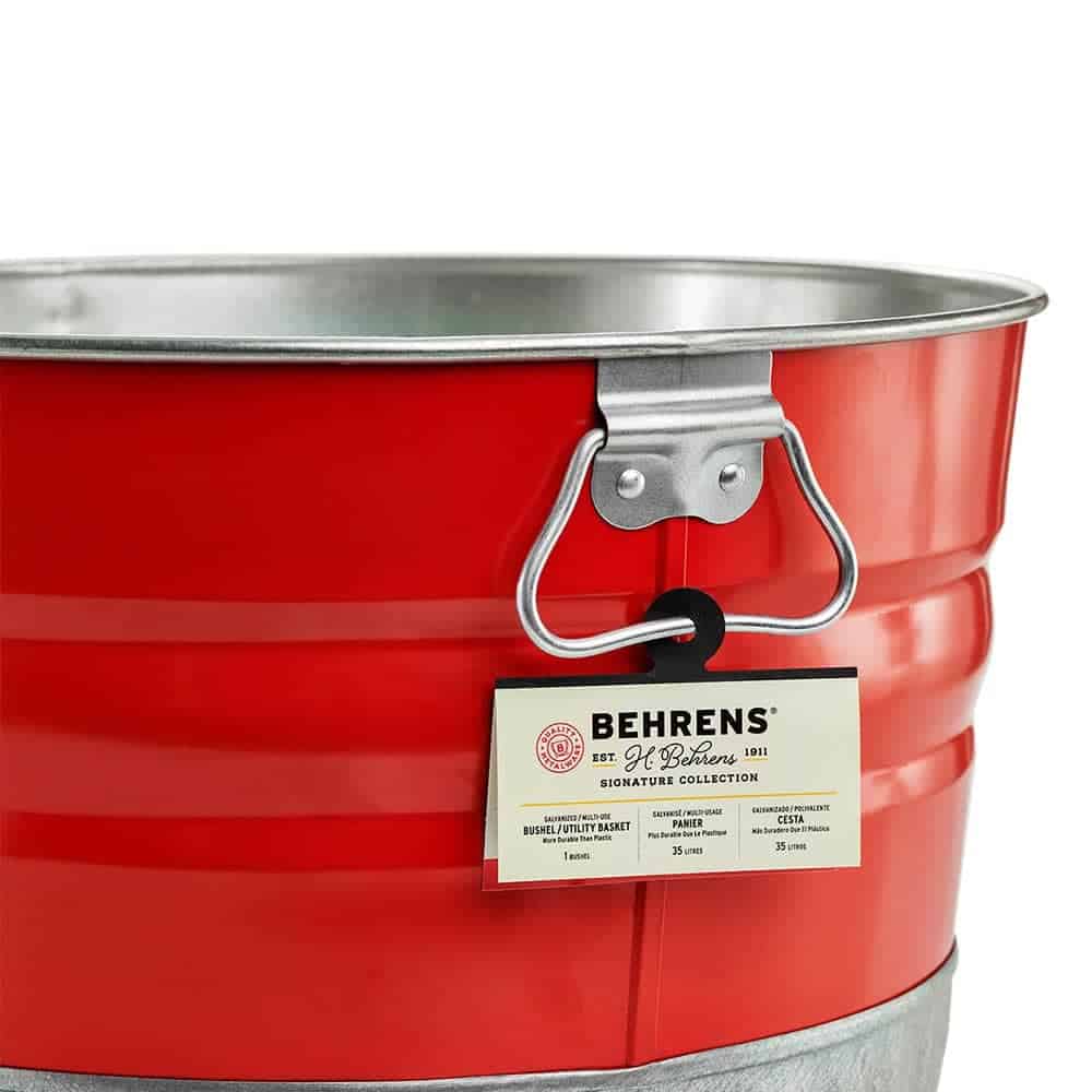 Galvanized Steel Red Bushel / Utility Basket Behrens Mfg