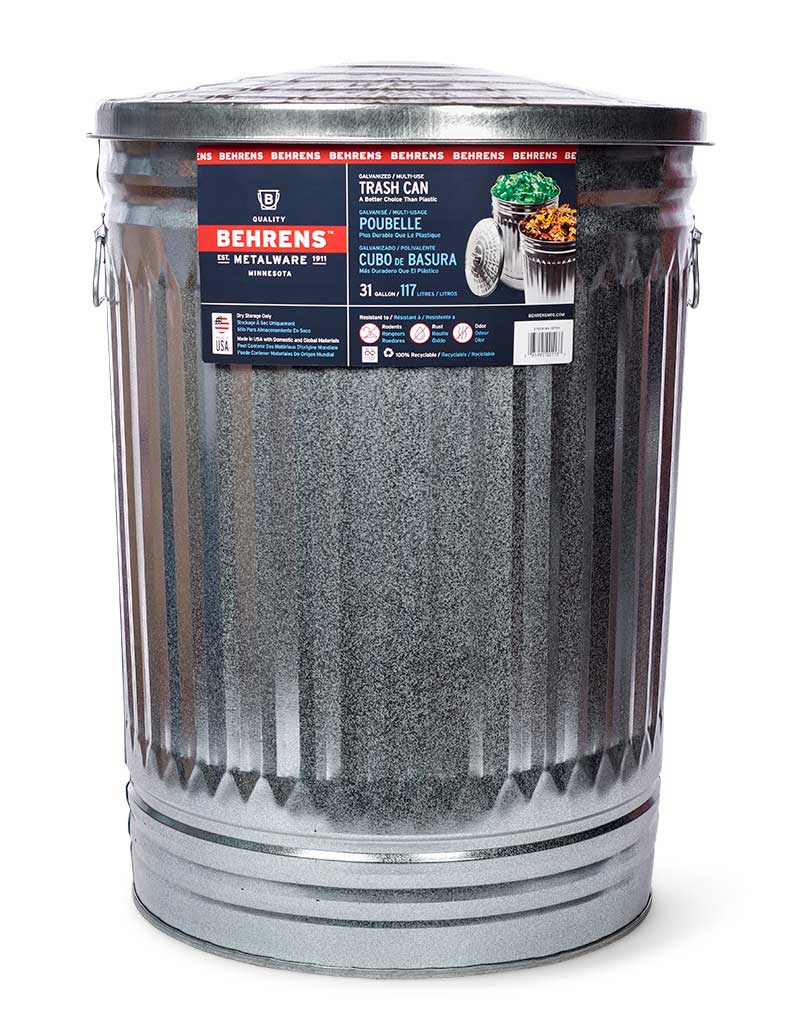 31 Gallon Galvanized Steel Trash Can