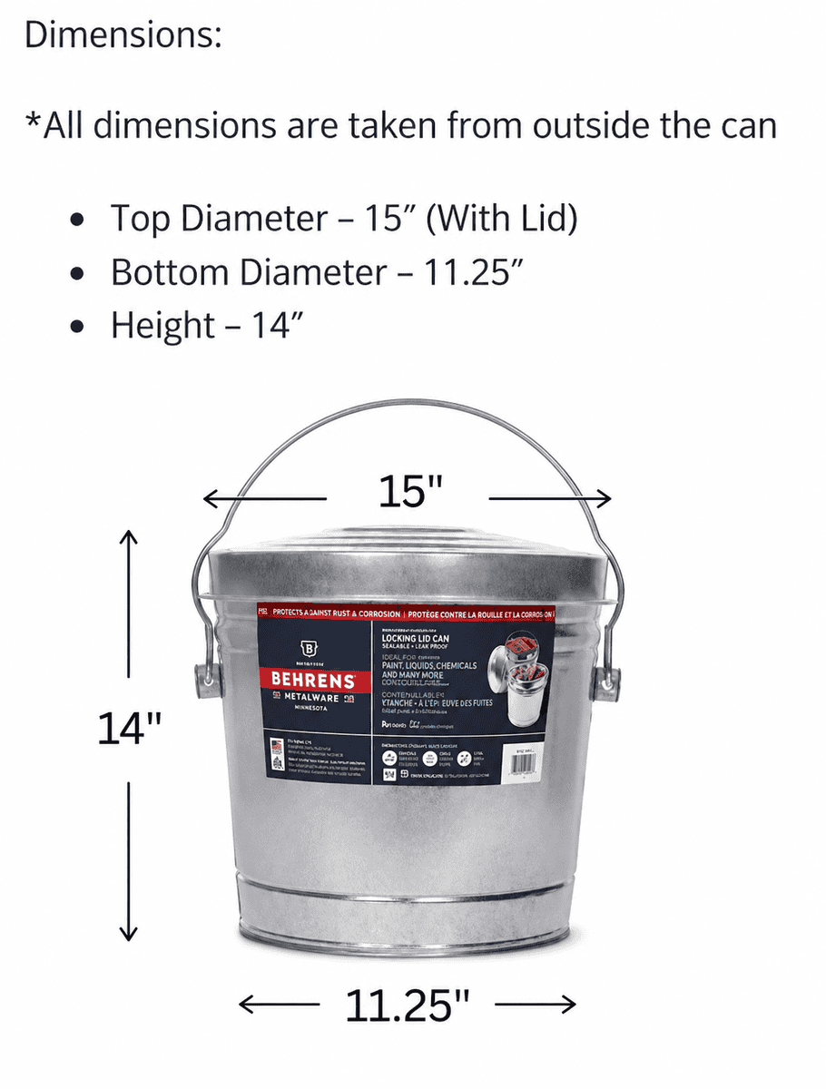 6 Gallon Galvanized Steel Can with Locking Lid - Image 6