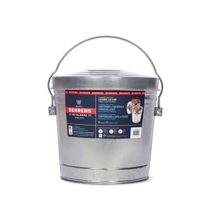 6 Gallon Galvanized Steel Locking Lid Trash Can with Lid