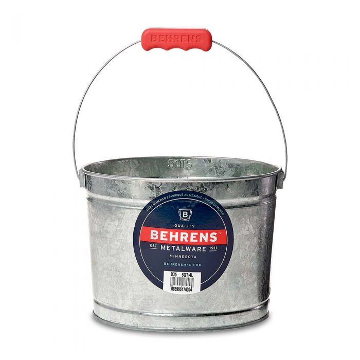 galvanized bucket with comfort grip handle in red