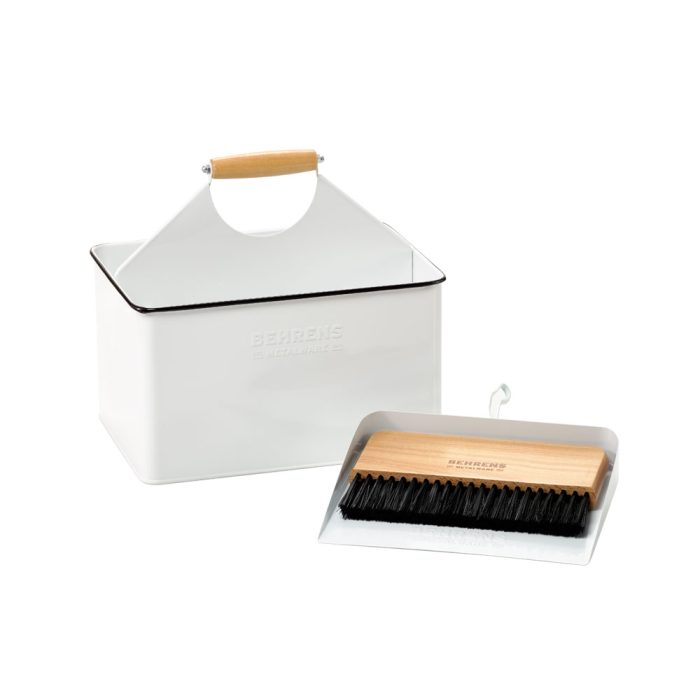 Galvanized Steel Dustpan & Brush Set - White - Image 2