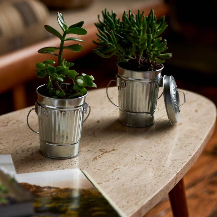 Mini Galvanized Steel Trash Cans with Lids