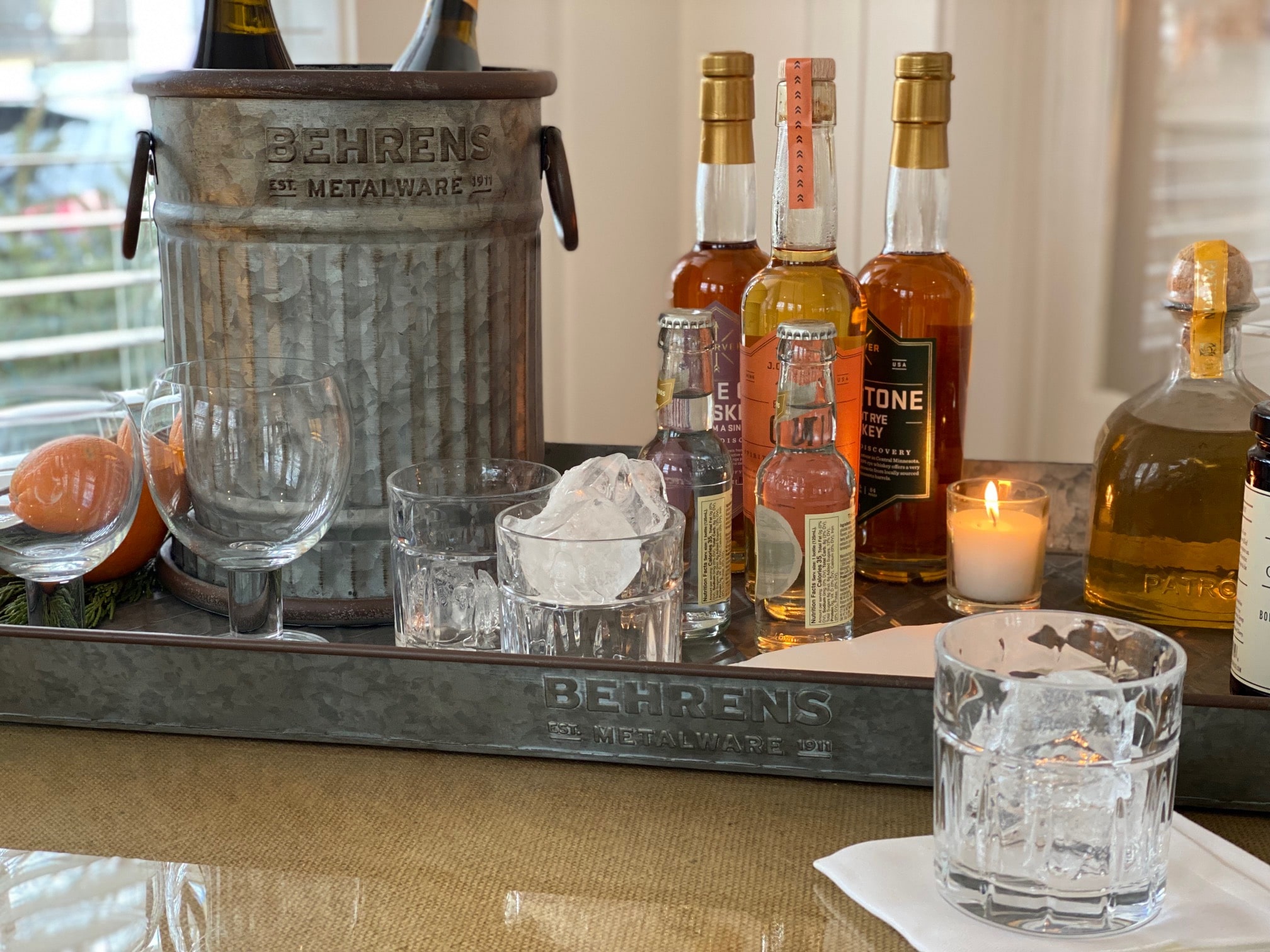 home bar on a metal boot tray home bar on a metal boot tray