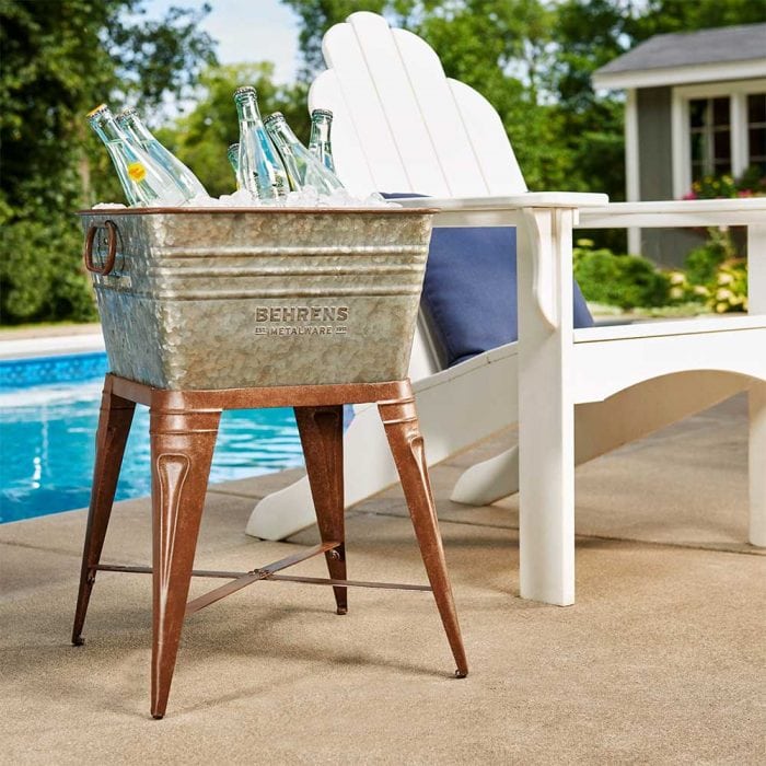 M19ST1 Rustic Square Tub with Stand 7 Gallon