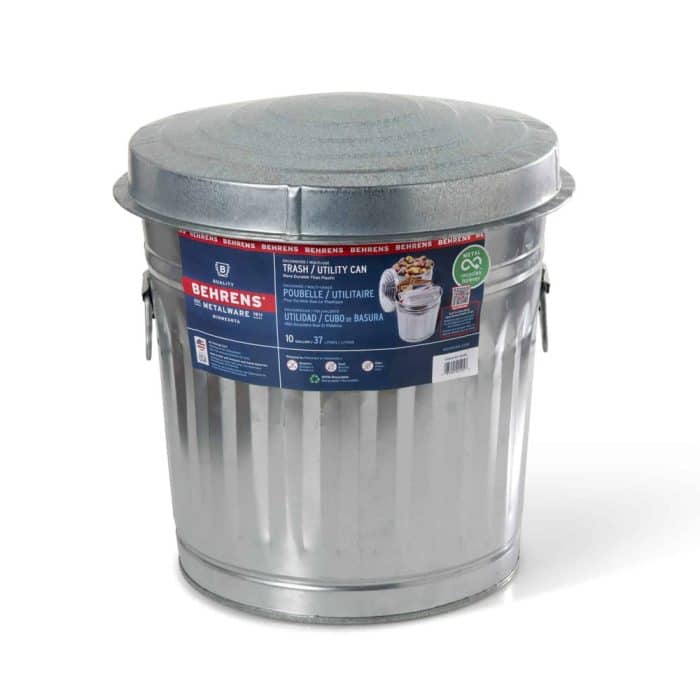 10 Gallon Galvanized Steel Trash Can with Lid
