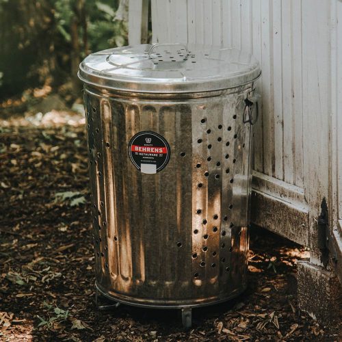 20 Gallon Galvanized Steel Outdoor Compost Trash Can