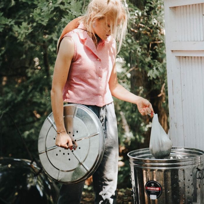 20 Gallon Galvanized Steel Outdoor Compost Trash Can