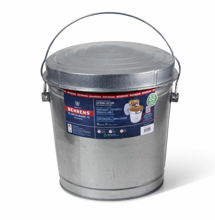 10 Gallon Galvanized Steel Can with Locking Lid