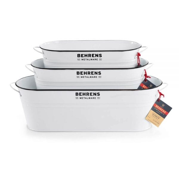 2.5 Gallon Galvanized Storage Tub Large White Metal Tub