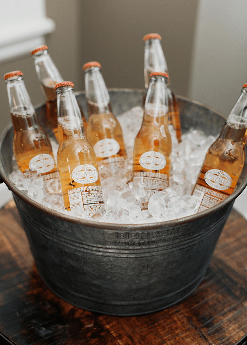 aged galvanized beverage tub with ice and beer aged galvanized beverage tub with ice and beer