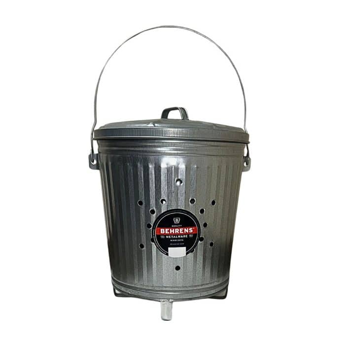 7.5 Gallon Galvanized Steel Outdoor Compost Refuse Can with Lid and Swinging Bail